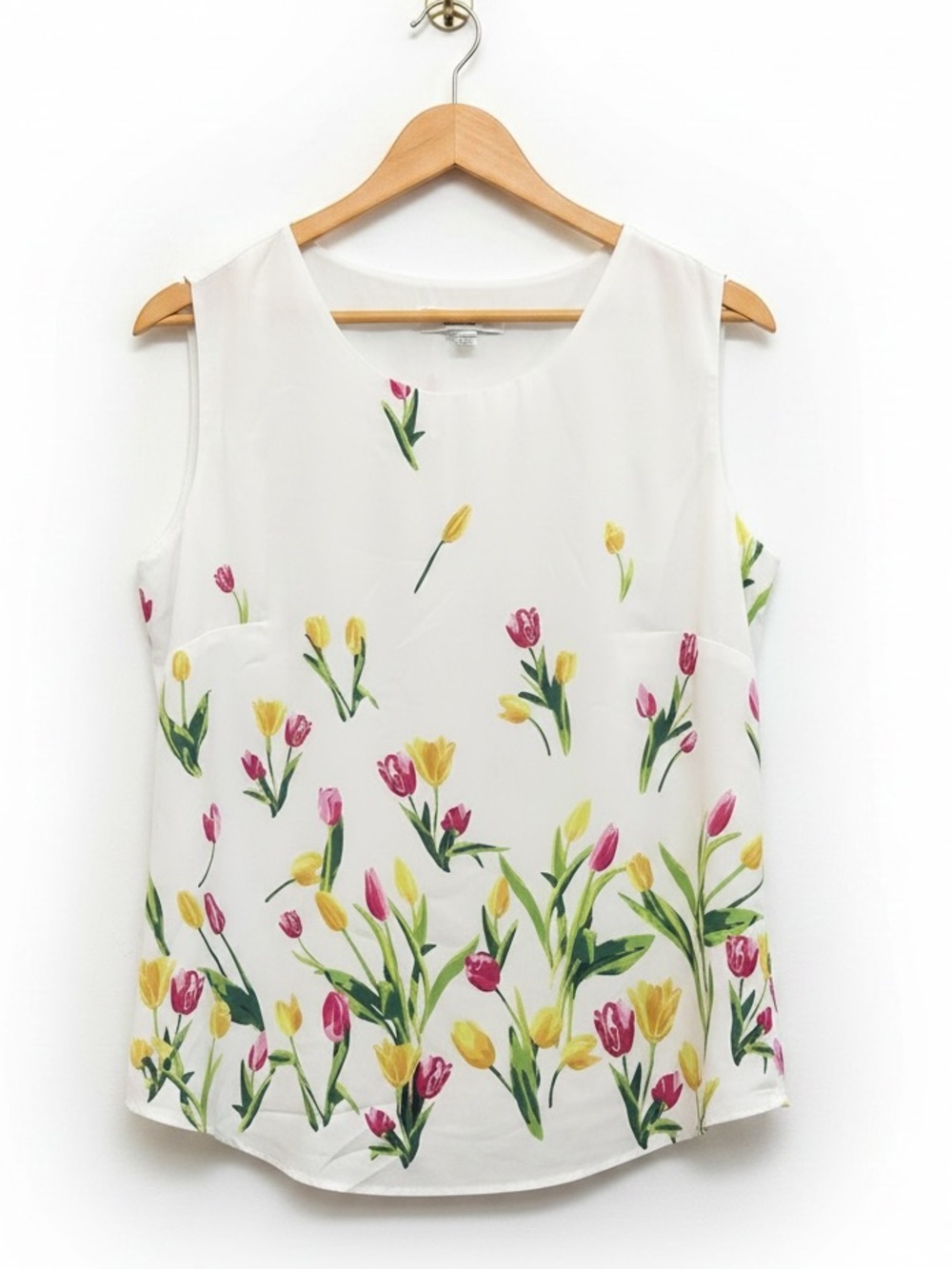 TanJay Lined Tulip Floral Sleeveless Tank Top Blouse Size L